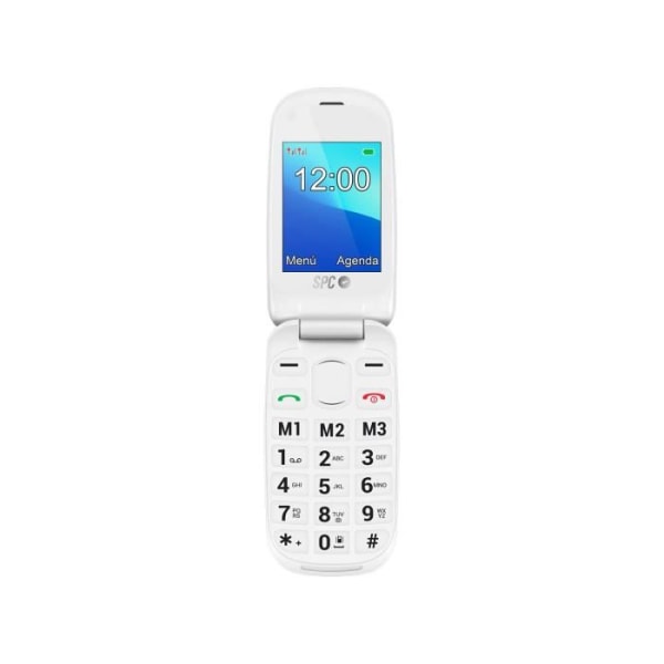 SPC Harmony - Mobiltelefon för seniorer, stora knappar, SOS-knapp, direktminnen, laddningsbas, vit