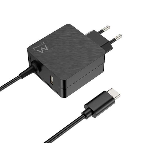 Ewent Ew3979 USB-C väggladdare för bärbar dator +1 USB-A port Pd 45W svart