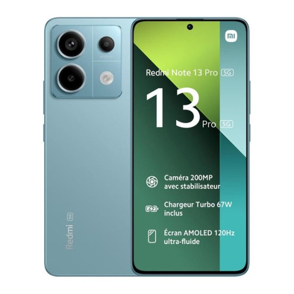 XIAOMI Redmi Note 13 Pro 5G Smartphone 12+512GB Blue Snapdragon 7s Gen 2 Trippelkamera 200MP 6,67" AMOLED-skärmladdning 67W 5100mAh