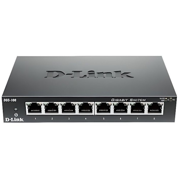 D-Link Switch 8 gigabit DGS108-portar Svart