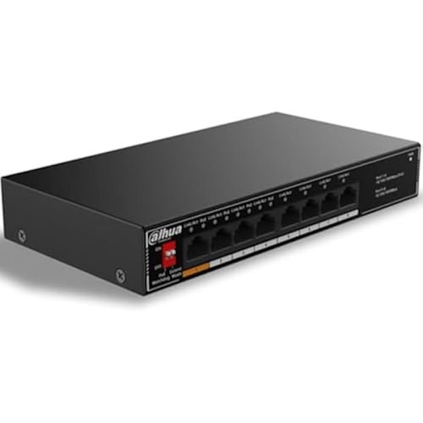 IT-switch DAHUA DH-SG1008LP 8-portars ohanterad skrivbordsswitch med 4-portars POE Svart
