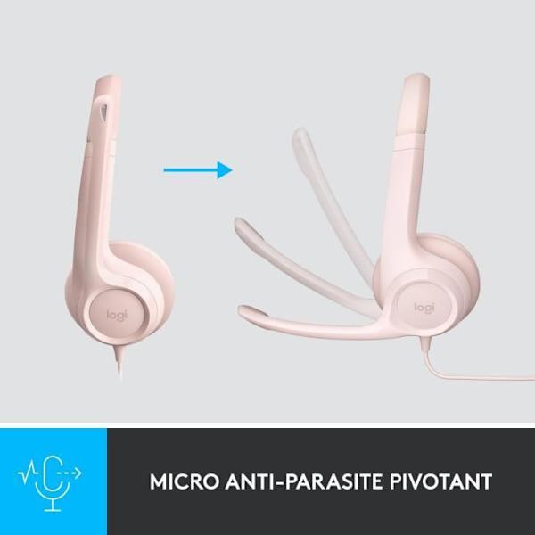 Hörlurar - Kabelansluten - Logitech - H390 - Stereo, Integrerad mikrofon, Brusreducering - Rosa Rosa