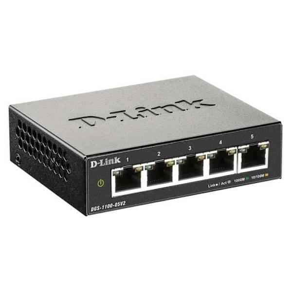 D-LINK DGS 1100-05V2 - Switch - intelligent - 5 x 10/100/1000 - Desktop - AC 100/240 V Svart