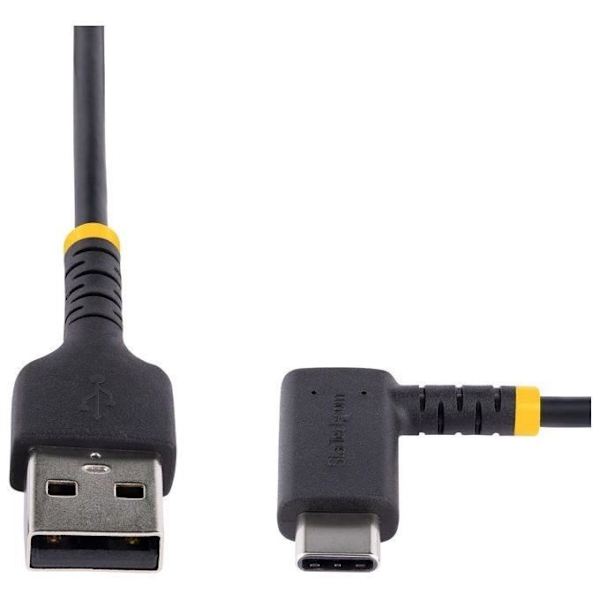 StarTech.com 2m USB A till USB C-kabel - Svart USB C-laddningskabel - Robust aramidfiber - USB-C 2.0-3A snabbladdare
