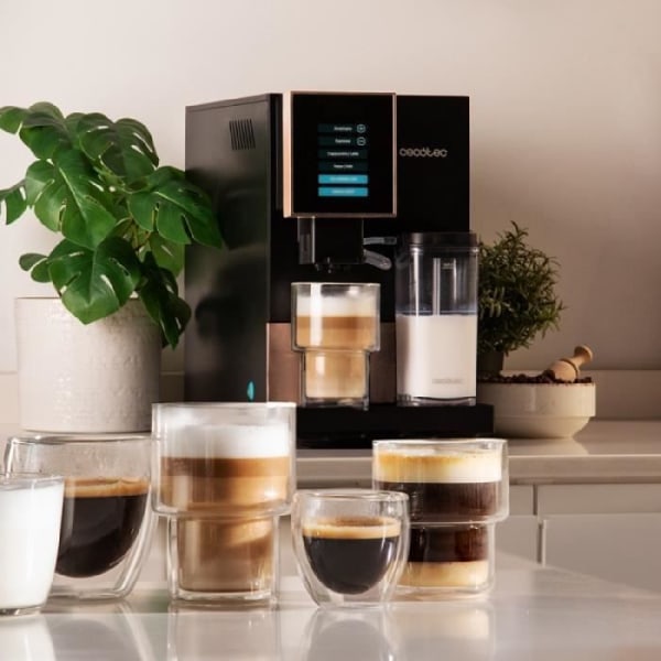 Cecotec Cremmaet Compactccino Black Rose superautomatisk kaffemaskin, 19 barer, mjölktank, termoblocksystem, 5 nivåer