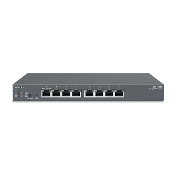 Switch - ENGENIUS - ECS1008P - 8 PoE Gigabit Ethernet-portar - Molnhanterad