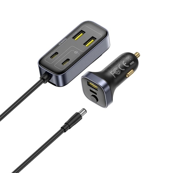 Billaddare för bil, Typ-C, USB, 110 W + Förlängning 1,5 m - Baseus BackseatPal L1 (C000811001100121-00) - Svart