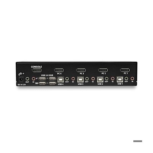 4-portars 4K 60Hz DisplayPort KVM-switch med inbyggd USB 2.0-hubb - STARTECH Svart