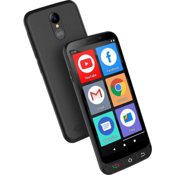SPC ZEUS 4G PRO + Fodral – Senior Smartphone 4/64GB, enkelt läge med stora ikoner, SOS-knapp, Smart Hjälp, Android, laddningsbas