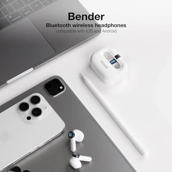 TOOQ TQBWH-0031W - Trådlösa hörlurar med Bluetooth-mikrofon och laddningsfodral Vit