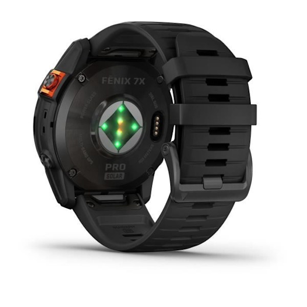 GARMIN - Fenix 7X Pro Solar Edition - Högpresterande smartklocka - Stål, Grå med svart rem