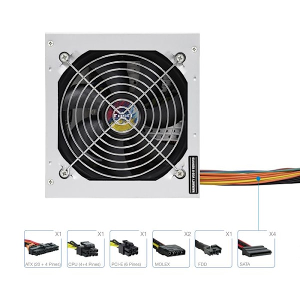 TooQ Strömförsörjning TQAPOLO-500SP 500W 500W Silver