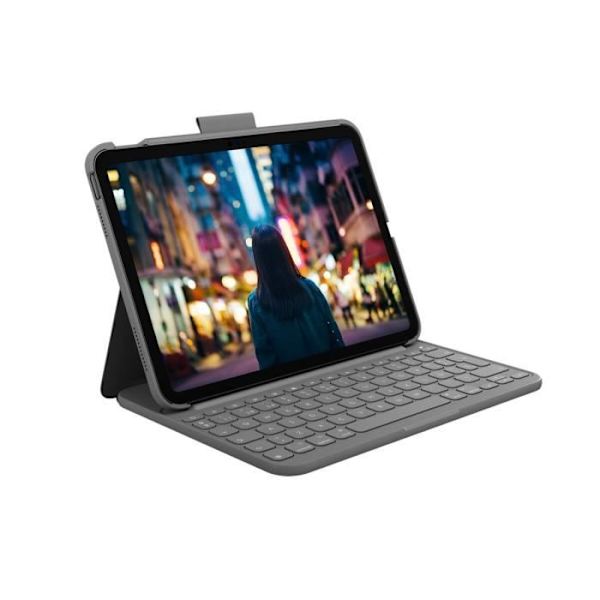 Skal för iPad + tangentbord Logitech Slim Folio Spansk Qwerty Grå
