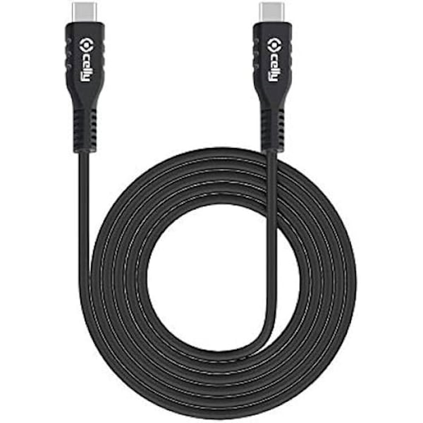 CELLY USB-C-kabel - Svart - För laddning och synkronisering av smartphones och surfplattor - USB-C-kontakt med dubbla portar