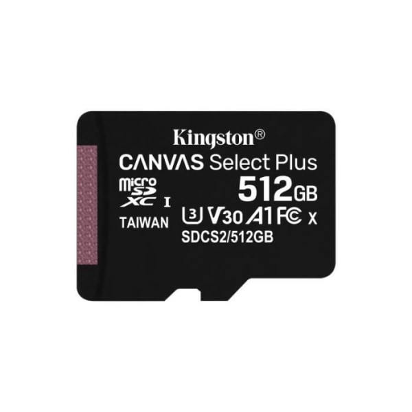 kingston 512gb microsdxc canvas select 100r a1 c10 enkelpack utan adp svart svart svart