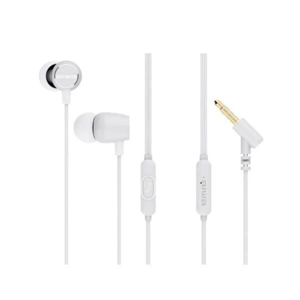 In-ear hörlurar - AIWA - ESTM-30WT - Vit - Inbyggd mikrofon - Jack 3,5 mm Vit