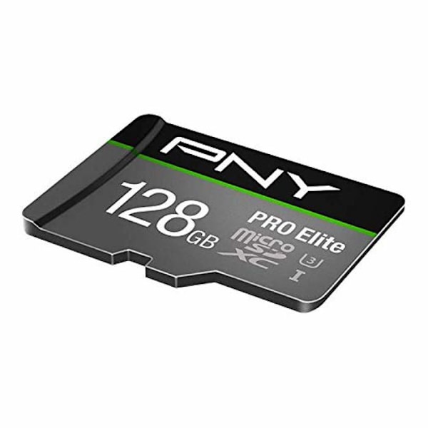 PNY PRO Elite MicroSDXC-kort - 128 GB - Klass 10/UHS-I (U3) - 100 MB/s Läs - 90 MB/s Skriv