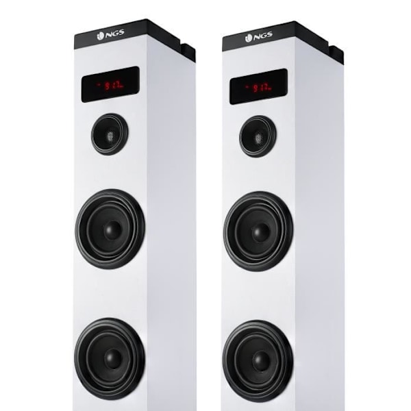 Sound Tower - NGS - SKY CHARM WHITE - 50W - Bluetooth - FM-radio - Optisk ingång Vit