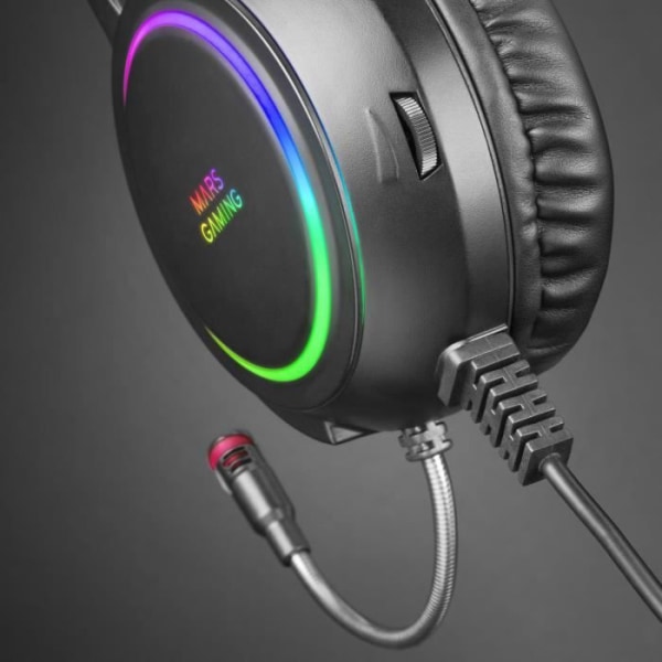 Mars Gaming MHRGB Black Gaming Headset - Professionell mikrofon - Spatial Sound - RGB Flow Lighting Svart