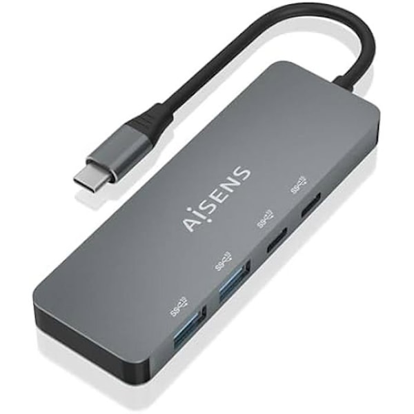 AISENS HUB USB 3 2 GEN2 10G USB-C M-2XUSB-C H-2XUSB-A H 15CM Grå