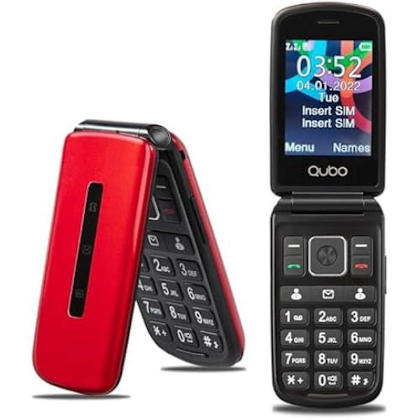 Flip phone - QUBO - P210NW - 2,8'' skärm - Hög volym - SOS-knapp Röd uppgradering utan laddare
