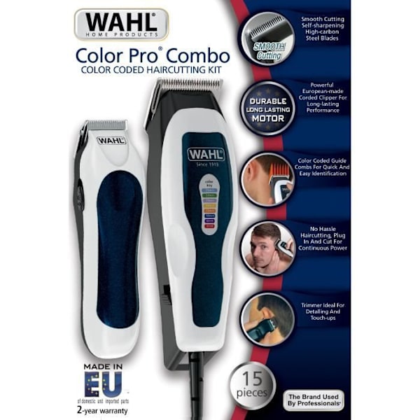 Wahl Colour Pro Combo Corded Hårklippare med Mini Precision Trimmer och 8 klippguider