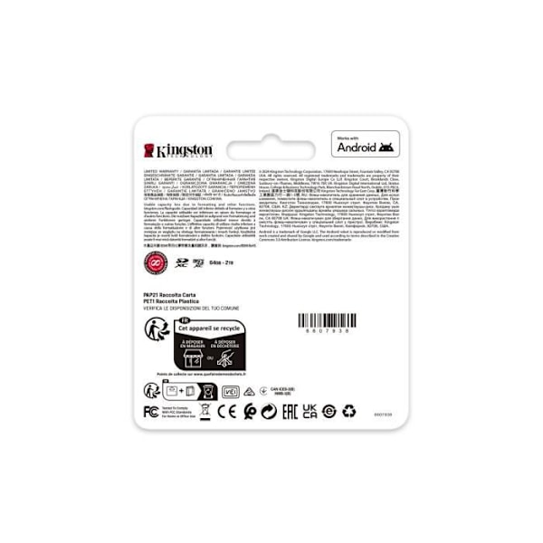 Kingston Technology MicroSD 64GB U3 V30 A2 200MB/s Canvas Go Plus