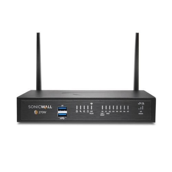 Brandvägg - SONICWALL - TZ270W - Genomströmning 2000 Mbit/s - VPN 750 Mbit/s - IPS/IDS 1000 Mbit/s