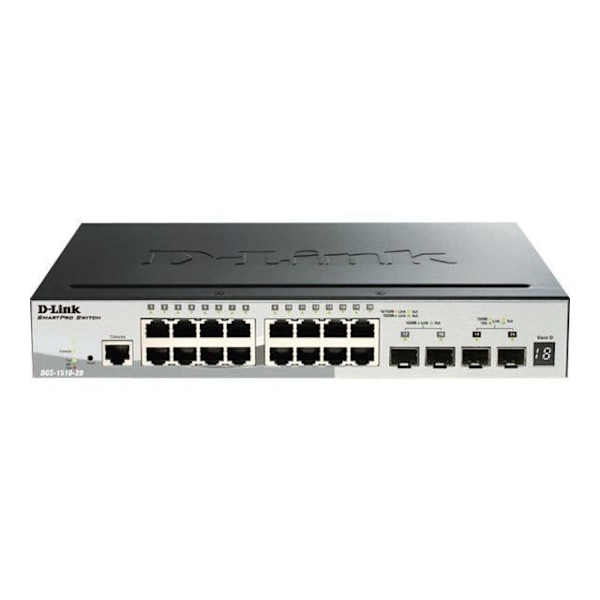 D-LINK 16-portars SmartPro Switch - DGS-1510-20 - 10/100/1000 Mbps Svart