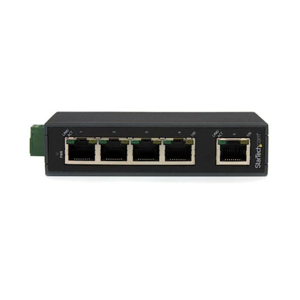 Nätverksbrytare - STARTECH - IES5102 - 5 portar RJ-45 - DIN-skenemontering - Ohanterad