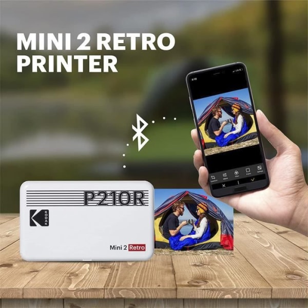 Kodak Mini 2 Retro mobil fotoskrivare för smartphone (iPhone &amp; Android), Bluetooth-skrivare, 5,4 x 8,6 cm, vit + 68 foton