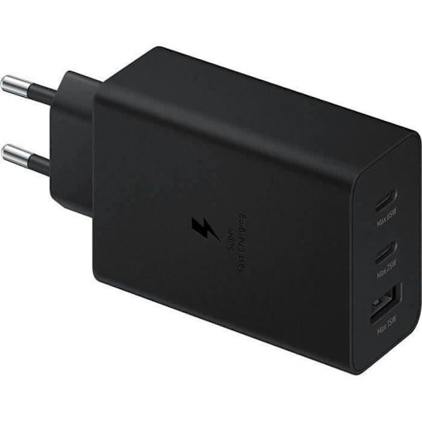 Trio 65W väggadapter - 2 x USB-C - 1 x USB-A - Svart - utan kabel