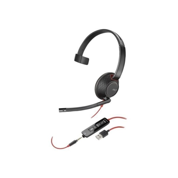 Headsetmikrofon - trådbunden - 3,5 mm-uttag, USB-A - HP Inc. - Poly Blackwire 5210 - Blackwire 5200-serien - headsetmikrofon - on-ear - f