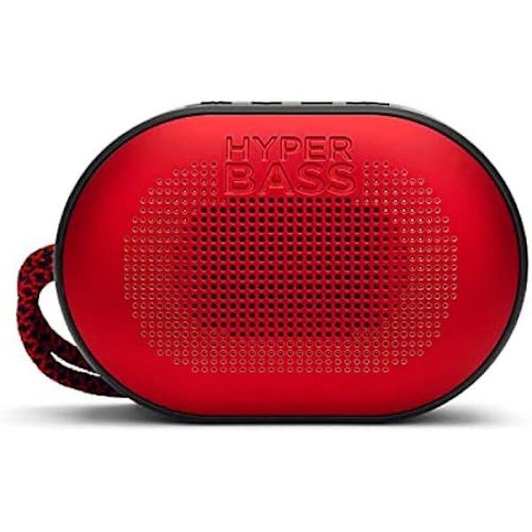 Aiwa BST-330RD - Kompakt, hållbar och kraftfull TWS Bluetooth-högtalare med hyperbasteknik, 10 W effekt, belysning Röd