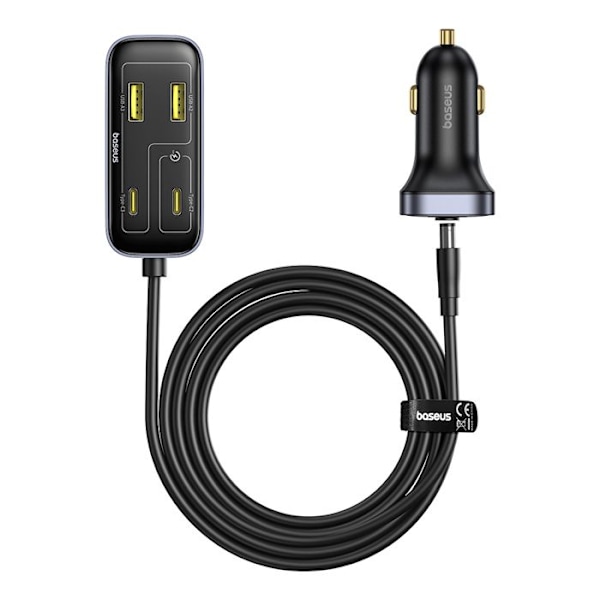 Billaddare för bil, Typ-C, USB, 110 W + Förlängning 1,5 m - Baseus BackseatPal L1 (C000811001100121-00) - Svart