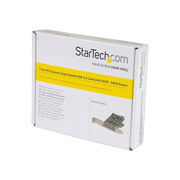 StarTech.com 7-portars USB 3.0 PCI Express-kontrollkort - 6 externa 1 internt - SATA-driven (PEXUSB3S7) Grön, Metallisk