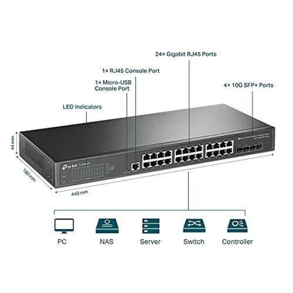 TP-Link TL-SG3428X Jetstream 24-portars Gigabit L2+ Managed Switch med 4 x 10GE SFP+-platser