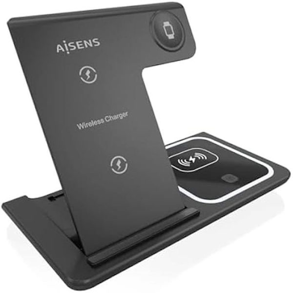 Trådlös laddare - AISENS - ASCH-15W3WC043-BK - 15 W - USB-C - Justerbar vinkel Svart