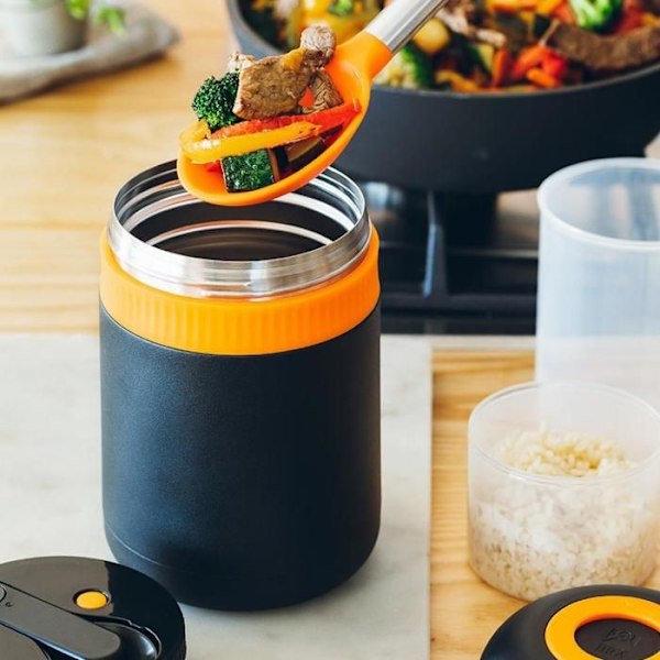 Isolerad flaska för fasta ämnen - BRA - Enjoy Effektiv - 500 g - Rostfritt stål, polypropen Naranja