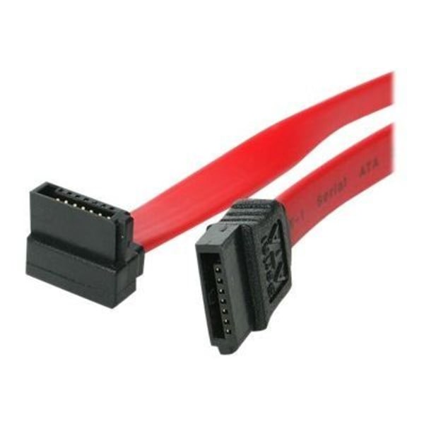 Serial ATA SATA till SATA med högersväng - STARTECH - 15 cm - Skärmad - Röd