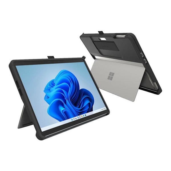 Robust fodral - Kensington - Surface Pro 9 - Militärt skydd - Självjusterande rem - Stylushållare Svart