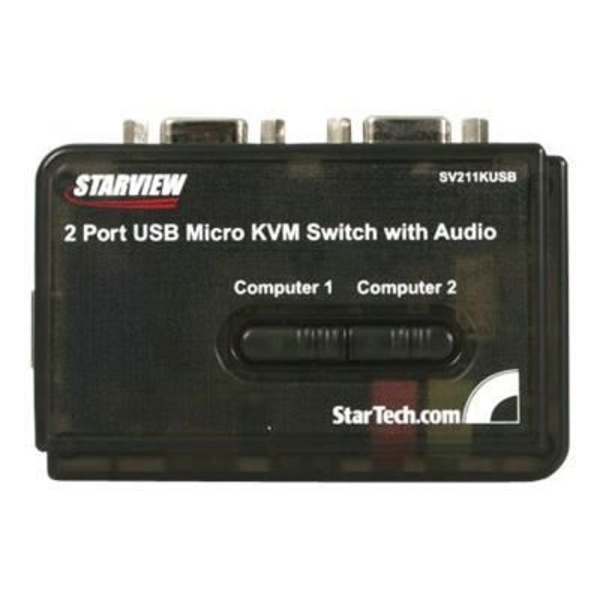 StarTech.com 2-portars VGA USB KVM-switchsats med ljud och kablar - Monitortangentbord Musswitch - Svart (SV211KUSB)