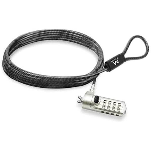Ewent Cavo di Sicurezza con Serratura a Combinazione, Cavo di Sicurezza per Notebook, Laptop, PC, Proiettori, Cavo di Sicurezza a