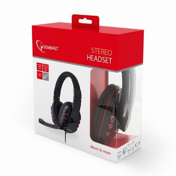 PC-headset - Gembird - GHS-402 - Binaural - Circumaural - In-line kontroll - Svart Svart