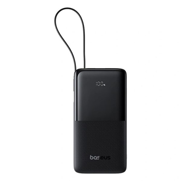Batteri 20 000 mAh, 20 W, inbyggd C-typ kabel - Baseus Bipow 2 (P10077101113113-01) - Svart