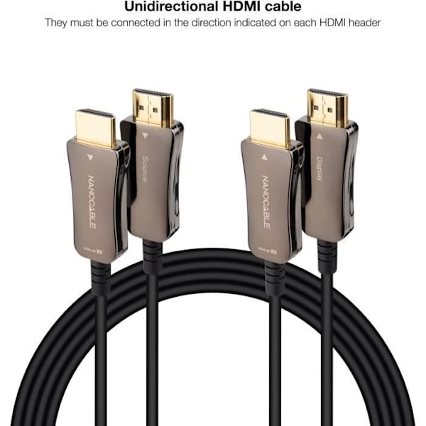 HDMI-kabel V2.1 - NANOCABLE - 10.15.2130 - 8K 60Hz - 4K 120Hz - 48Gbps - 30 m Svart