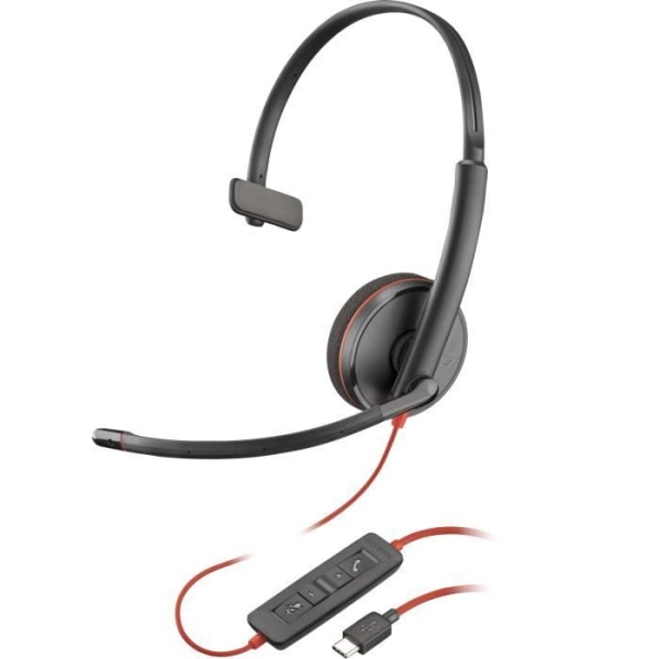 HP Poly Blackwire 3210 Monaural USB-C-headset +USB-C/A-adapter