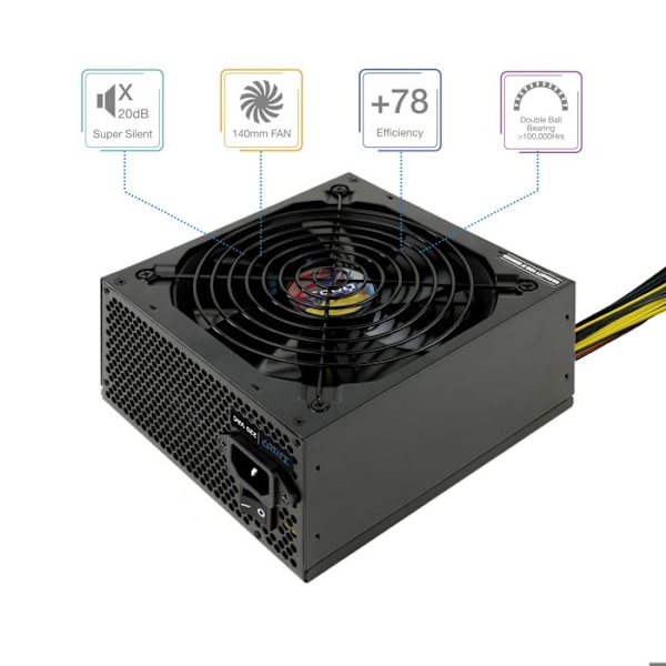 700 W ATX strömförsörjning med Active PFC - TOOQ - TQAPOLO-700SP - 140 mm tyst fläkt