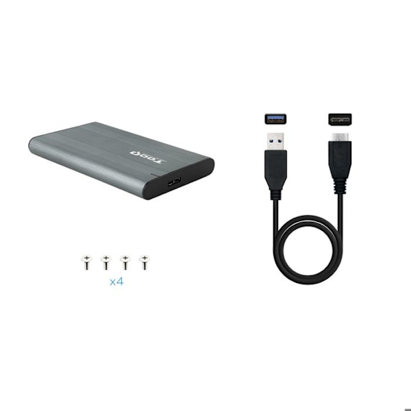 Fodral - station för PC-komponent Tooq - TQE-2503G - Externt fodral för 2,5" hårddisk/SSD, grå färg Grå