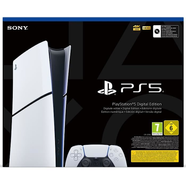 PlayStation 5-konsol - Digital Edition (Slim Model) vit svart